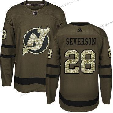 Adidas Miesten New Jersey Devils #28 Damon Severson Vihreä Salute to Service Ommeltu NHL Paita