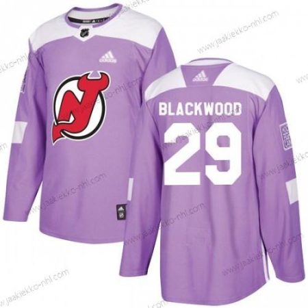 Adidas Miesten New Jersey Devils #29 Mackenzie Mustawood Violetti Aito Taistelee syöpää vastaan Harjoitus Paita