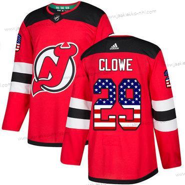 Adidas Miesten New Jersey Devils #29 Ryane Clowe Punainen Kotiottelupaita Aito USA Flag Ommeltu NHL Paita