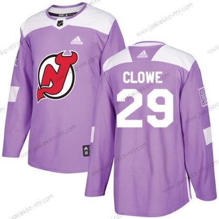 Adidas Miesten New Jersey Devils #29 Ryane Clowe Violetti Aito Taistelee syöpää vastaan Ommeltu NHL Paita