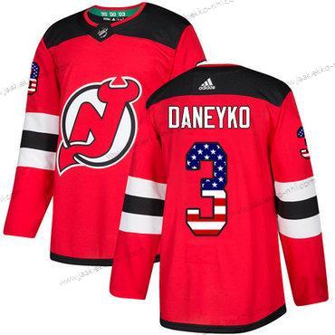 Adidas Miesten New Jersey Devils #3 Ken Daneyko Punainen Kotiottelupaita Aito USA Flag Ommeltu NHL Paita