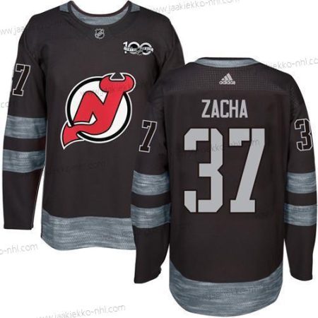 Adidas Miesten New Jersey Devils #37 Pavel Zacha Musta 1917-2017 100th Vuosipäivä Ommeltu NHL Paita