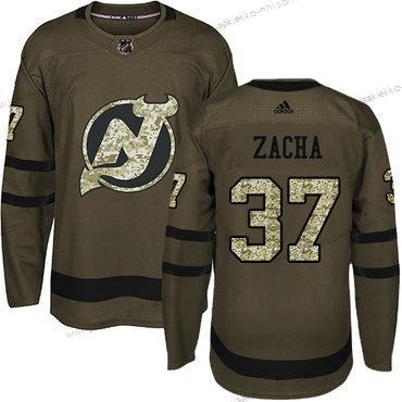 Adidas Miesten New Jersey Devils #37 Pavel Zacha Vihreä Salute to Service Ommeltu NHL Paita