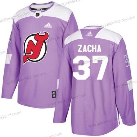 Adidas Miesten New Jersey Devils #37 Pavel Zacha Violetti Aito Taistelee syöpää vastaan Ommeltu NHL Paita