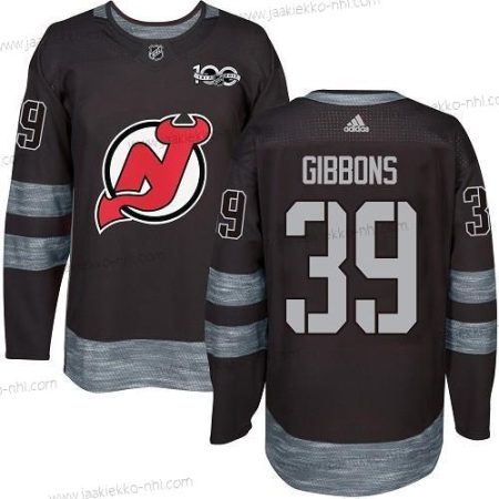 Adidas Miesten New Jersey Devils #39 Brian Gibbons Musta 1917-2017 100th Vuosipäivä Ommeltu NHL Paita