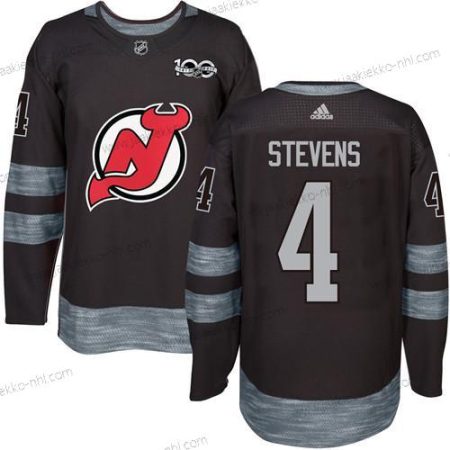 Adidas Miesten New Jersey Devils #4 Scott Stevens Musta 1917-2017 100th Vuosipäivä Ommeltu NHL Paita