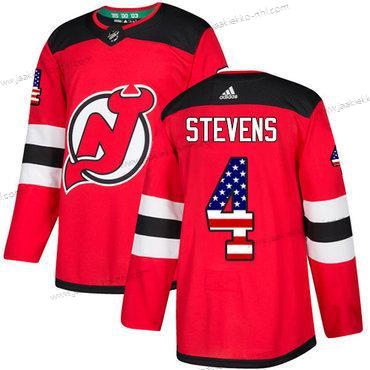 Adidas Miesten New Jersey Devils #4 Scott Stevens Punainen Kotiottelupaita Aito USA Flag Ommeltu NHL Paita