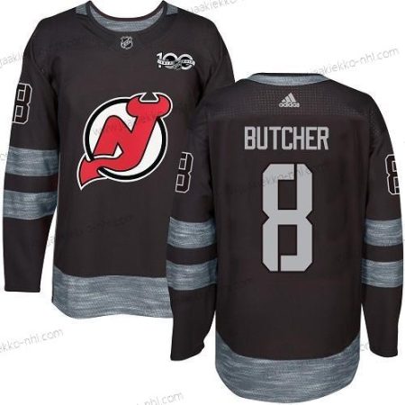 Adidas Miesten New Jersey Devils #8 Will Butcher Musta 1917-2017 100th Vuosipäivä Ommeltu NHL Paita