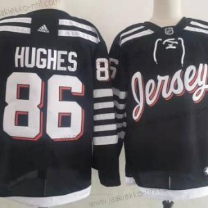 Adidas Miesten New Jersey Devils #86 Jack Hughes Musta 2021-22 Vaihtopaita Primegreen Aito Pro Pelaaja Vieraspaita Paita