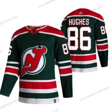 Adidas Miesten New Jersey Devils #86 Jack Hughes Vihreä 2020-21 Käänteinen Retro Vaihtopaita NHL Paita