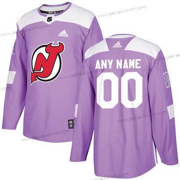 Adidas Miesten New Jersey Devils Mukautettu Violetti Pinkki Jääkiekko Taistelee syöpää vastaan Harjoitus Paita