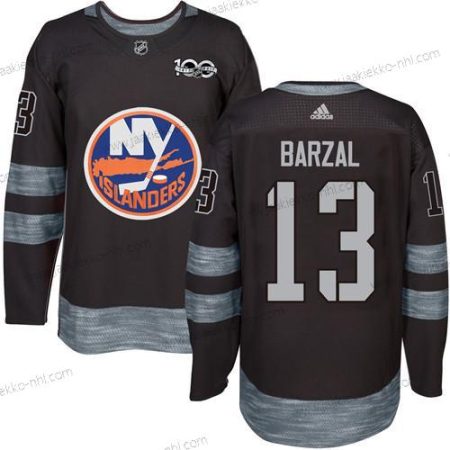 Adidas Miesten New York Islanders #13 Mathew Barzal Musta 1917-2017 100th Vuosipäivä Ommeltu NHL Paita