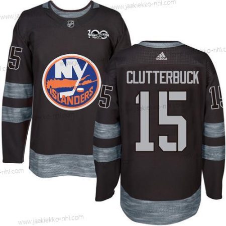 Adidas Miesten New York Islanders #15 Cal Clutterbuck Musta 1917-2017 100th Vuosipäivä Ommeltu NHL Paita