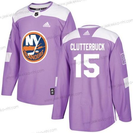 Adidas Miesten New York Islanders #15 Cal Clutterbuck Violetti Aito Taistelee syöpää vastaan Ommeltu NHL Paita