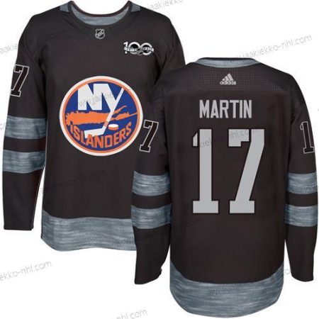 Adidas Miesten New York Islanders #17 Matt Martin Musta 1917-2017 100th Vuosipäivä Ommeltu NHL Paita