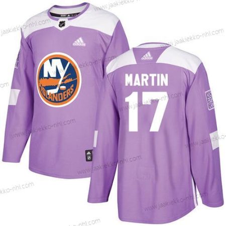 Adidas Miesten New York Islanders #17 Matt Martin Violetti Aito Taistelee syöpää vastaan Ommeltu NHL Paita