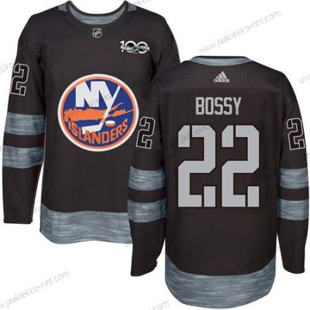 Adidas Miesten New York Islanders #22 Mike Bossy Musta 1917-2017 100th Vuosipäivä Ommeltu NHL Paita