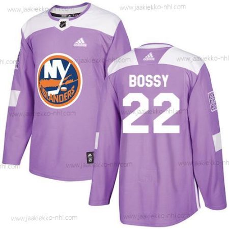 Adidas Miesten New York Islanders #22 Mike Bossy Violetti Aito Taistelee syöpää vastaan Ommeltu NHL Paita