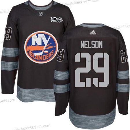 Adidas Miesten New York Islanders #29 Brock Nelson Musta 1917-2017 100th Vuosipäivä Ommeltu NHL Paita