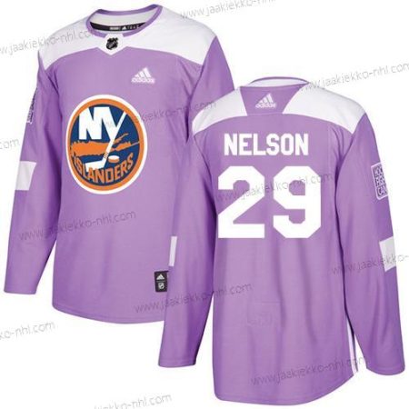 Adidas Miesten New York Islanders #29 Brock Nelson Violetti Aito Taistelee syöpää vastaan Ommeltu NHL Paita