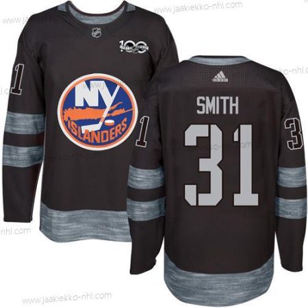 Adidas Miesten New York Islanders #31 Billy Smith Musta 1917-2017 100th Vuosipäivä Ommeltu NHL Paita