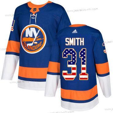 Adidas Miesten New York Islanders #31 Billy Smith Royal Sininen Kotiottelupaita Aito USA Flag Ommeltu NHL Paita