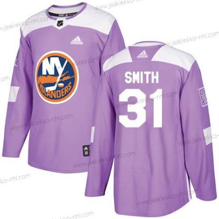 Adidas Miesten New York Islanders #31 Billy Smith Violetti Aito Taistelee syöpää vastaan Ommeltu NHL Paita