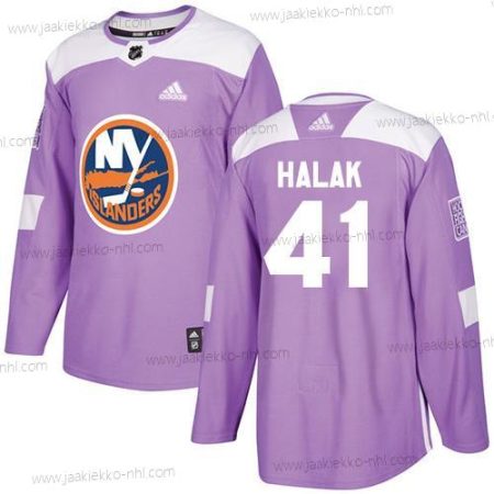 Adidas Miesten New York Islanders #41 Jaroslav Halak Violetti Aito Taistelee syöpää vastaan Ommeltu NHL Paita