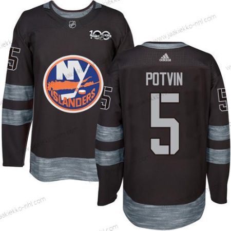 Adidas Miesten New York Islanders #5 Denis Potvin Musta 1917-2017 100th Vuosipäivä Ommeltu NHL Paita