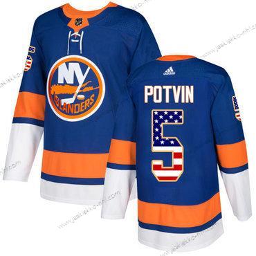 Adidas Miesten New York Islanders #5 Denis Potvin Royal Sininen Kotiottelupaita Aito USA Flag Ommeltu NHL Paita