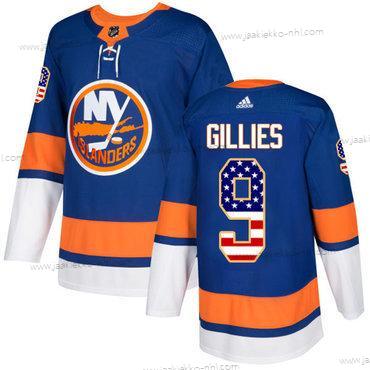 Adidas Miesten New York Islanders #9 Clark Gillies Royal Sininen Kotiottelupaita Aito USA Flag Ommeltu NHL Paita