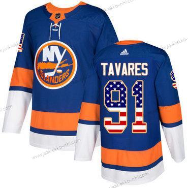 Adidas Miesten New York Islanders #91 John Tavares Royal Sininen Kotiottelupaita Aito USA Flag Ommeltu NHL Paita