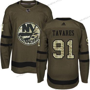 Adidas Miesten New York Islanders #91 John Tavares Vihreä Salute to Service Ommeltu NHL Paita