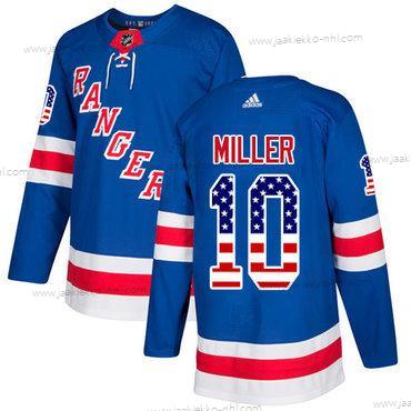 Adidas Miesten New York Rangers #10 J.T. Miller Royal Sininen Kotiottelupaita Aito USA Flag Ommeltu NHL Paita