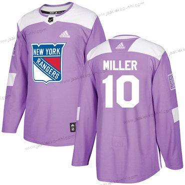 Adidas Miesten New York Rangers #10 J.T. Miller Violetti Aito Taistelee syöpää vastaan Ommeltu NHL Paita