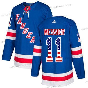 Adidas Miesten New York Rangers #11 Mark Messier Royal Sininen Kotiottelupaita Aito USA Flag Ommeltu NHL Paita