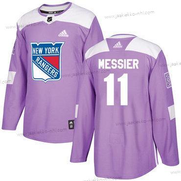 Adidas Miesten New York Rangers #11 Mark Messier Violetti Aito Taistelee syöpää vastaan Ommeltu NHL Paita