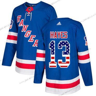 Adidas Miesten New York Rangers #13 Kevin Hayes Royal Sininen Kotiottelupaita Aito USA Flag Ommeltu NHL Paita