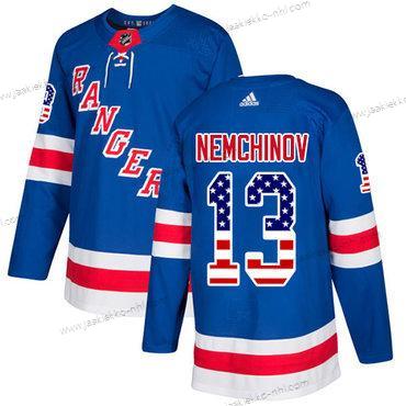 Adidas Miesten New York Rangers #13 Sergei Nemchinov Royal Sininen Kotiottelupaita Aito USA Flag Ommeltu NHL Paita