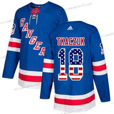 Adidas Miesten New York Rangers #18 Walt Tkaczuk Royal Sininen Kotiottelupaita Aito USA Flag Ommeltu NHL Paita