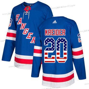 Adidas Miesten New York Rangers #20 Chris Kreider Royal Sininen Kotiottelupaita Aito USA Flag Ommeltu NHL Paita