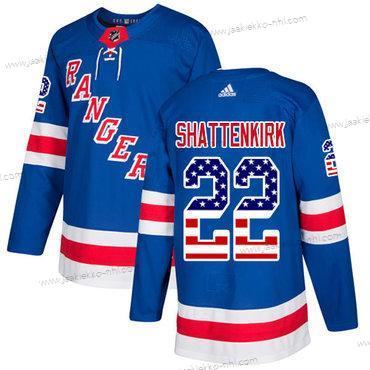 Adidas Miesten New York Rangers #22 Kevin Shattenkirk Royal Sininen Kotiottelupaita Aito USA Flag Ommeltu NHL Paita