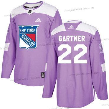 Adidas Miesten New York Rangers #22 Mike Gartner Violetti Aito Taistelee syöpää vastaan Ommeltu NHL Paita