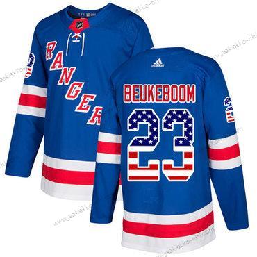 Adidas Miesten New York Rangers #23 Jeff Beukeboom Royal Sininen Kotiottelupaita Aito USA Flag Ommeltu NHL Paita