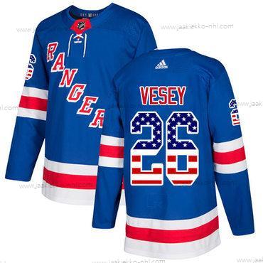 Adidas Miesten New York Rangers #26 Jimmy Vesey Royal Sininen Kotiottelupaita Aito USA Flag Ommeltu NHL Paita