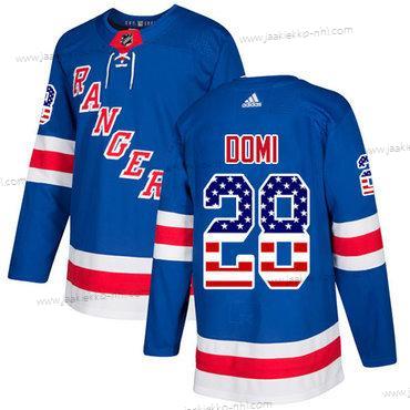 Adidas Miesten New York Rangers #28 Tie Domi Royal Sininen Kotiottelupaita Aito USA Flag Ommeltu NHL Paita