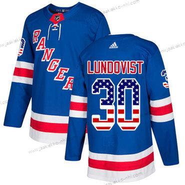 Adidas Miesten New York Rangers #30 Henrik Lundqvist Royal Sininen Kotiottelupaita Aito USA Flag Ommeltu NHL Paita