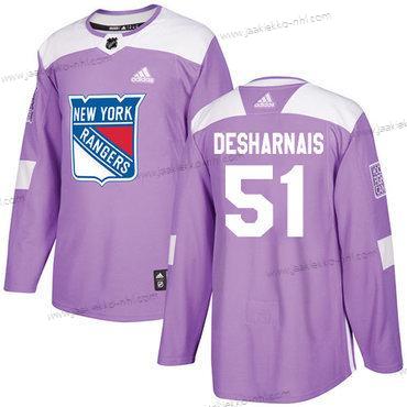 Adidas Miesten New York Rangers #51 David Desharnais Violetti Aito Taistelee syöpää vastaan Ommeltu NHL Paita