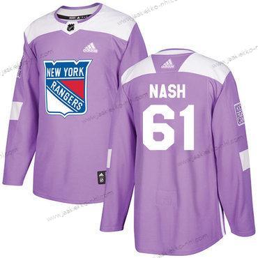 Adidas Miesten New York Rangers #61 Rick Nash Violetti Aito Taistelee syöpää vastaan Ommeltu NHL Paita