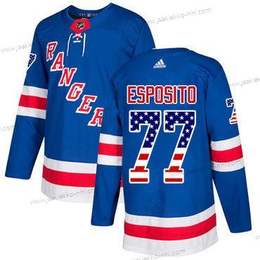 Adidas Miesten New York Rangers #77 Phil Esposito Royal Sininen Kotiottelupaita Aito USA Flag Ommeltu NHL Paita